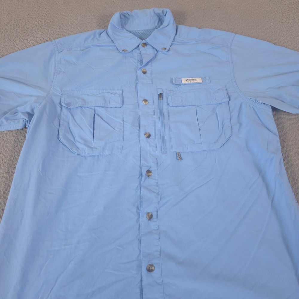 Guide Series Shirt Mens L Blue Vented Casual Button-Up Nylon Short Sleeve Pocket